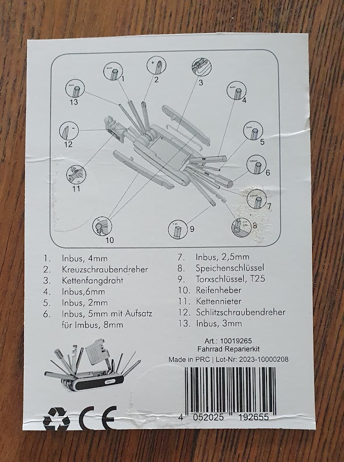 Fahrrad Multitool mit Tasche in Gelb